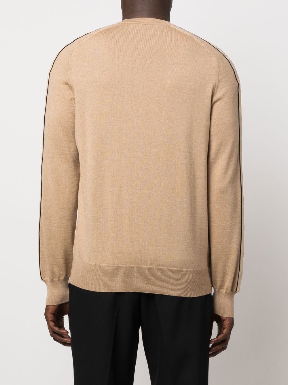 Men's Beige Sweater, Alexander McQueen, Men's Wool Sweater, Embroidered Logo Sweater, Ribbed Trim Sweater