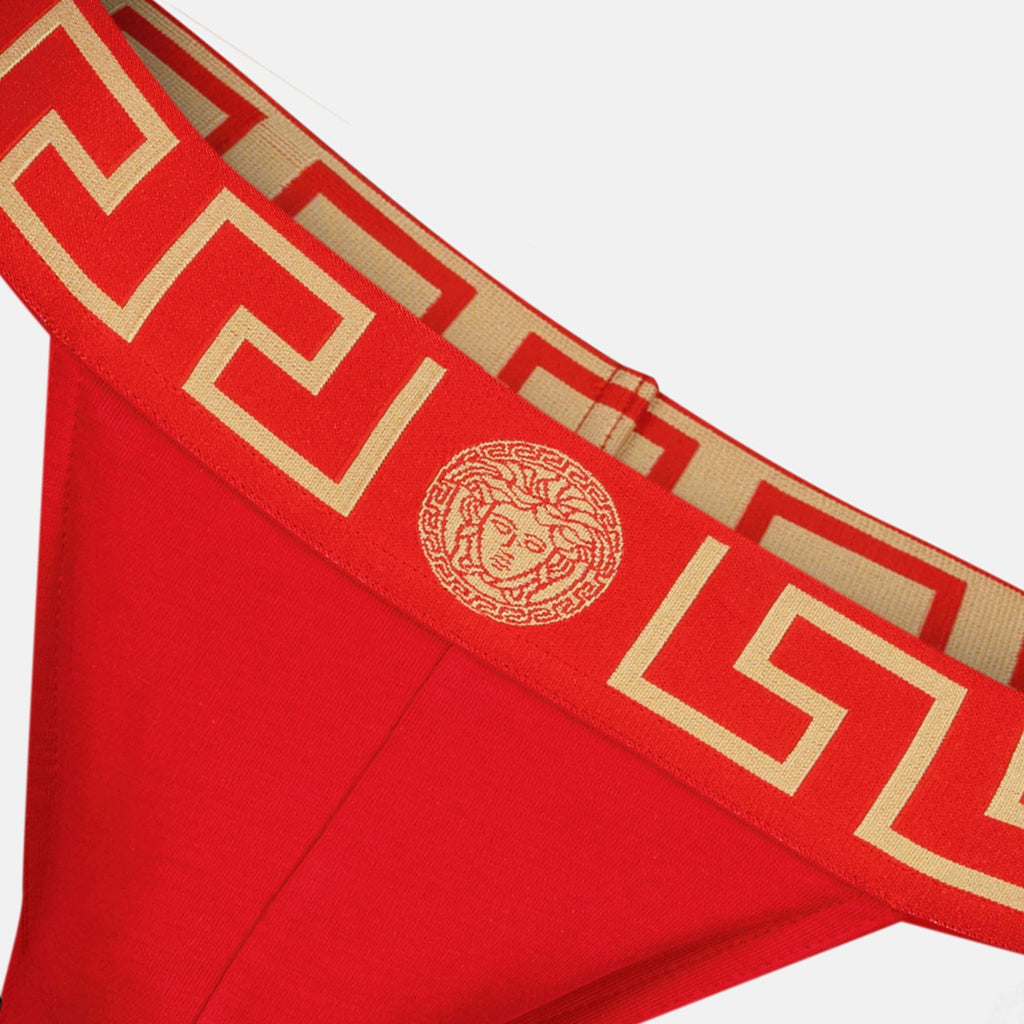 Medusa Greca jockstrap, cotton elastane blend, Fall-Winter 2024, red jockstrap, stylish menswear