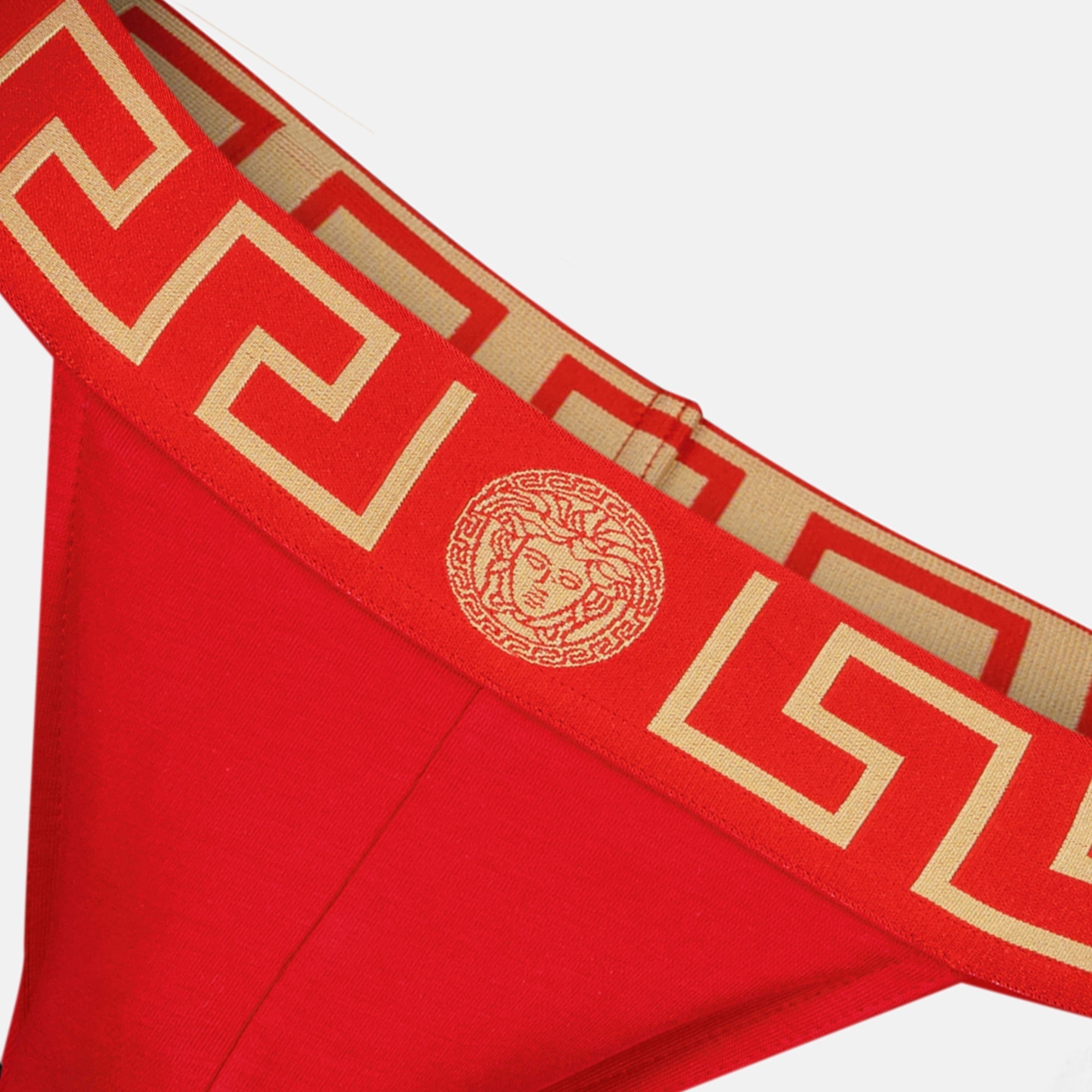 Medusa Greca jockstrap, cotton elastane blend, Fall-Winter 2024, red jockstrap, stylish menswear