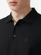 Burberry, Eddie Black Polo, Piqué Cotton, Luxury Men's Fashion, Check Placket