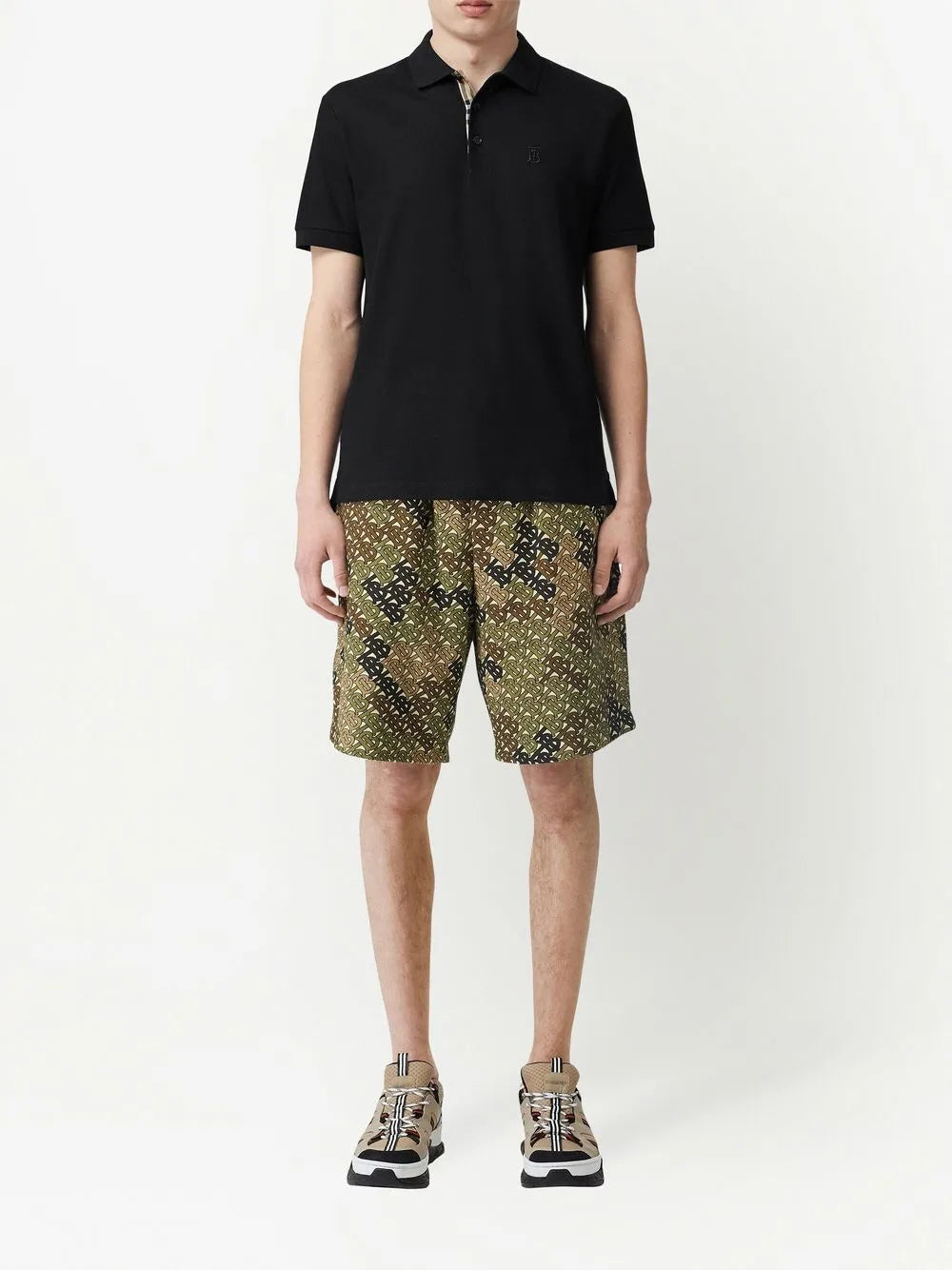 Burberry, Eddie Black Polo, Piqué Cotton, Luxury Men's Fashion, Check Placket