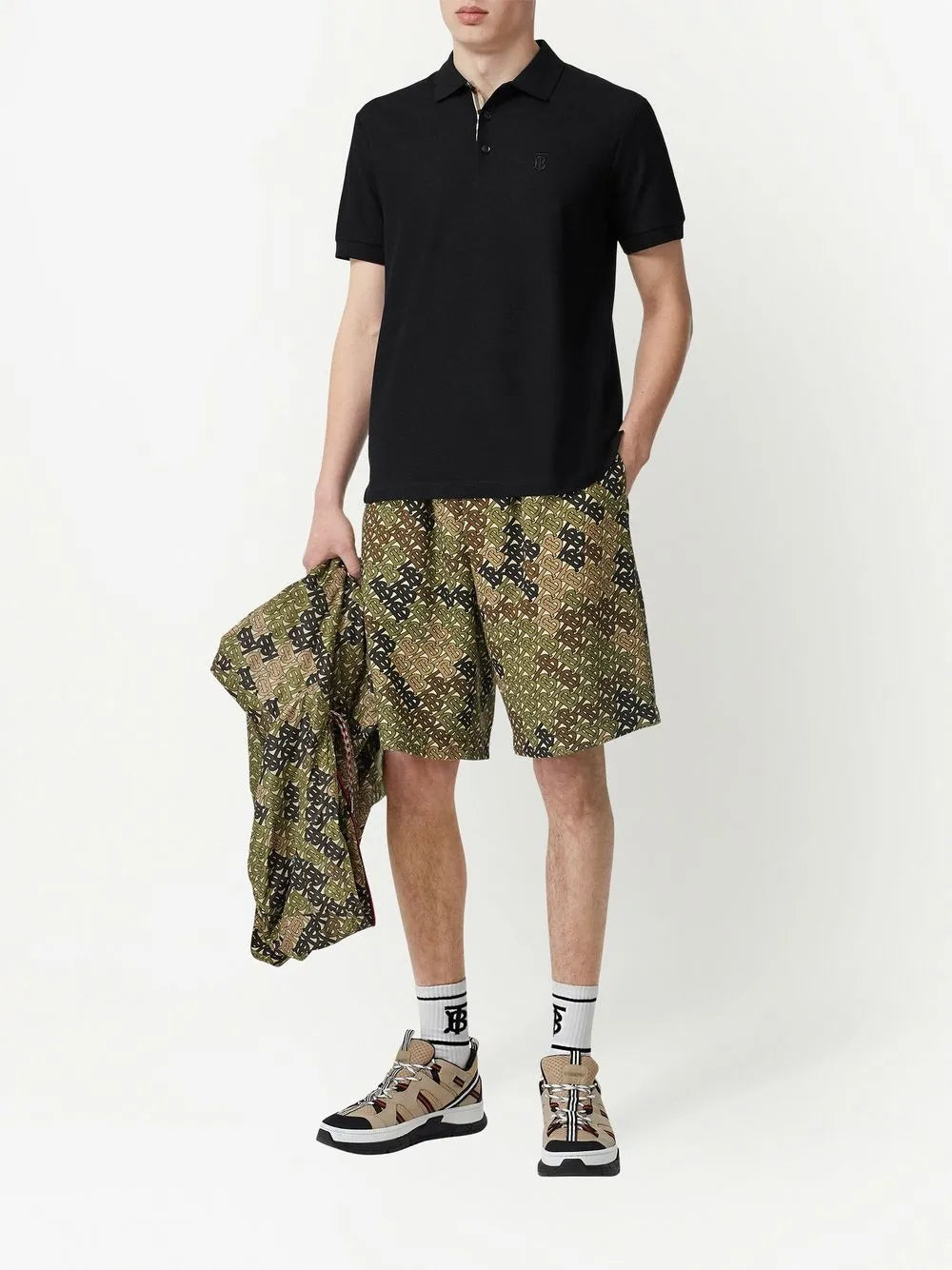 Burberry, Eddie Black Polo, Piqué Cotton, Luxury Men's Fashion, Check Placket