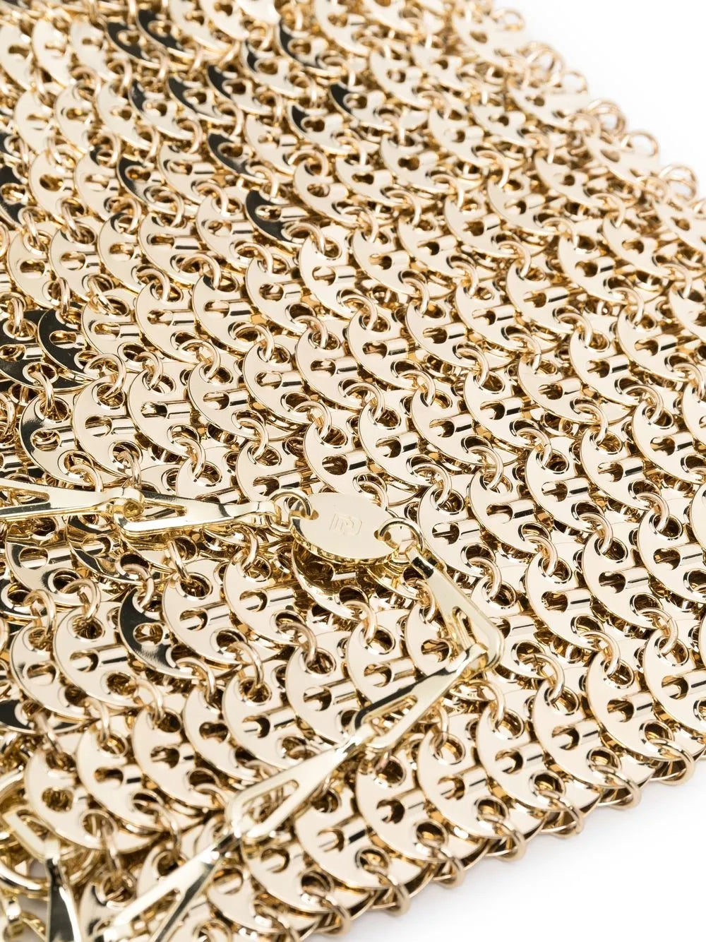 Iconic 1969 bag, metallic bag, Rabanne bag, silver-tone disc bag, high-end fashion