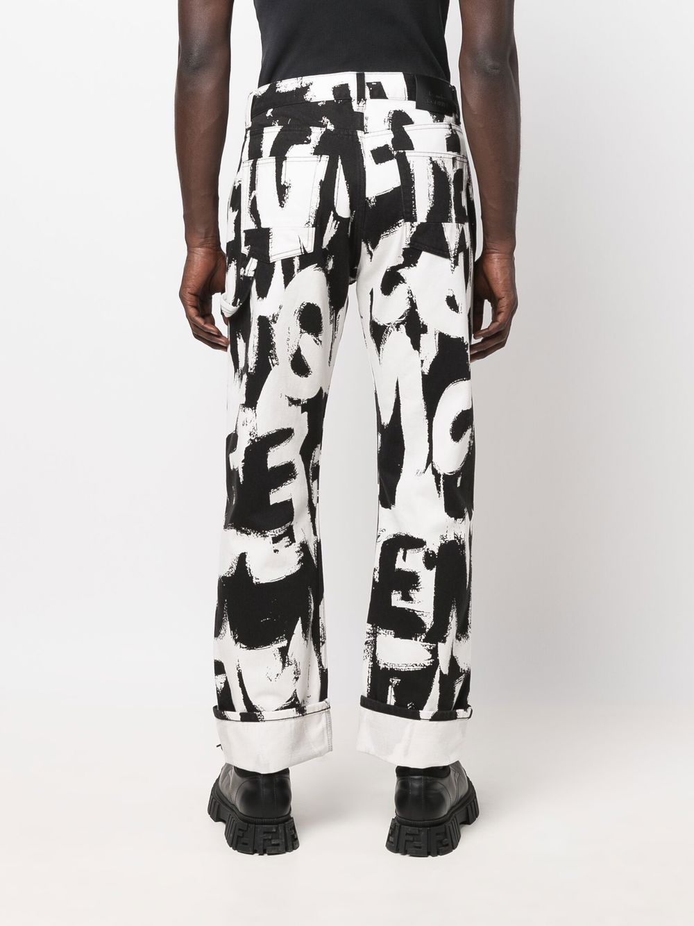 White Denim Jeans, Alexander McQueen Men, Luxury, Graffiti Design, Thick Hems