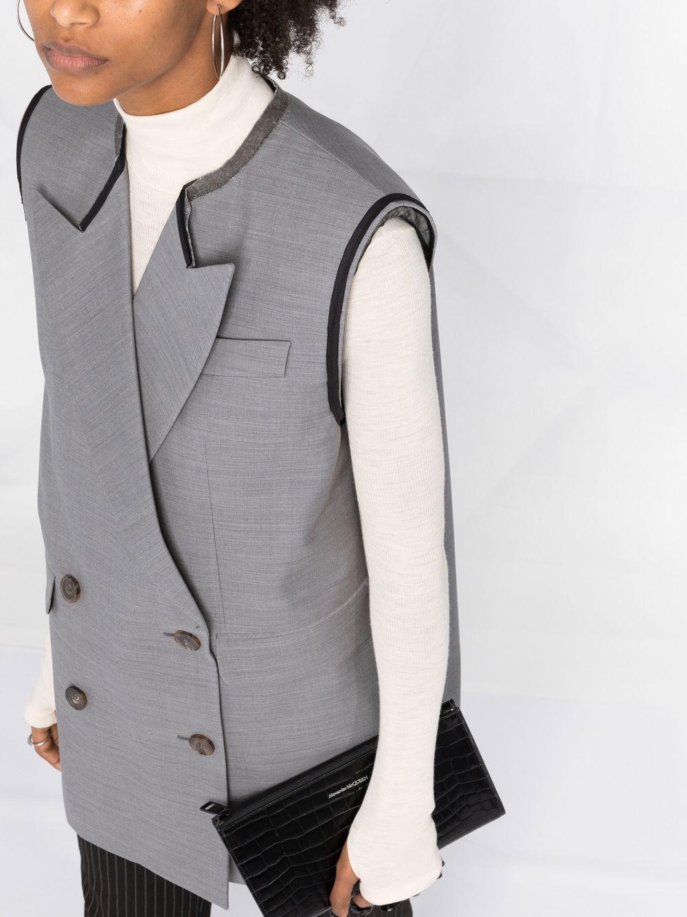 Women's Blazer, Sleeveless Blazer, Grey Blazer, Luxury Women's Clothing, Wool Blazer