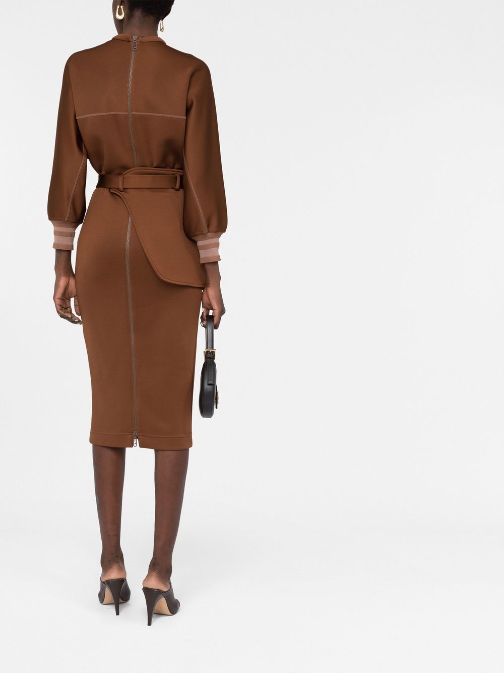 Fendi dress, O'Lock design, luxury women's dress, brown jersey dress, designer fashion