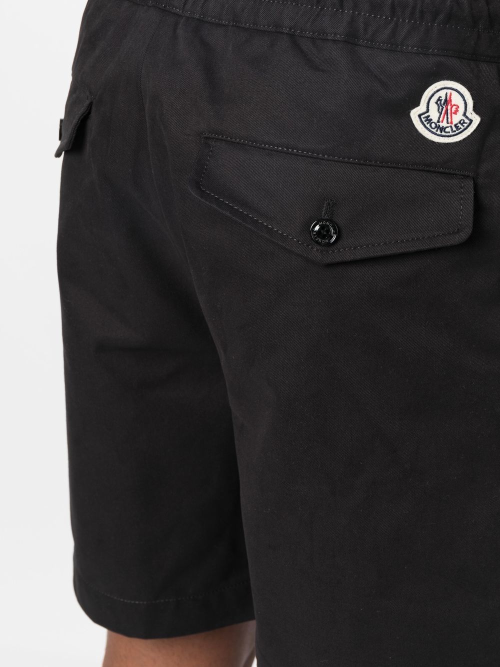 Black cotton shorts, Moncler men's, elegant shorts, casual luxury, men's summer clothing