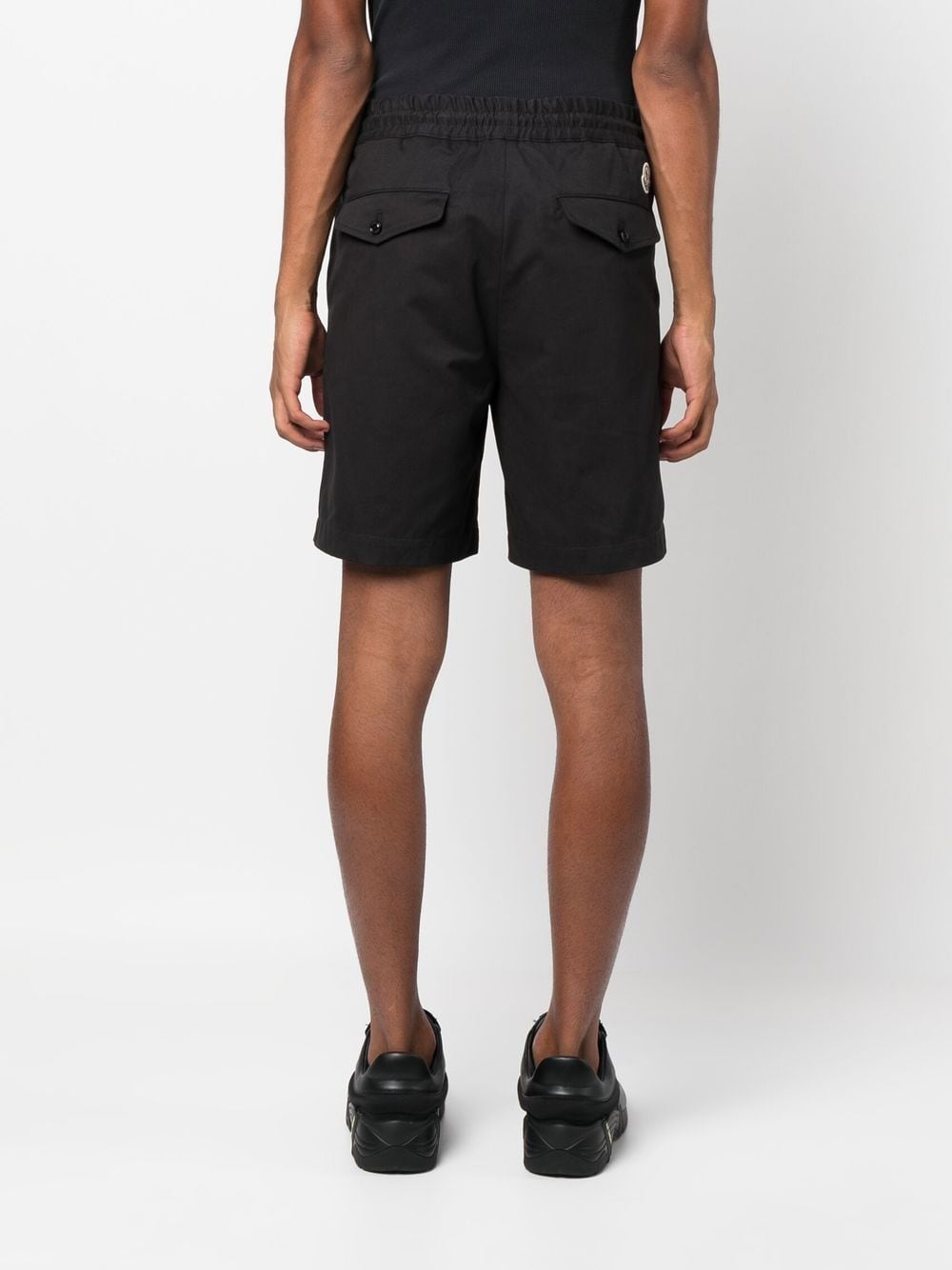 Black cotton shorts, Moncler men's, elegant shorts, casual luxury, men's summer clothing