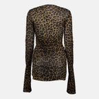 Imagen del vestido de tul de leopardo de Saint Laurent para mujeres - Temporada Otoño-Invierno 2025 - Vista Trasera