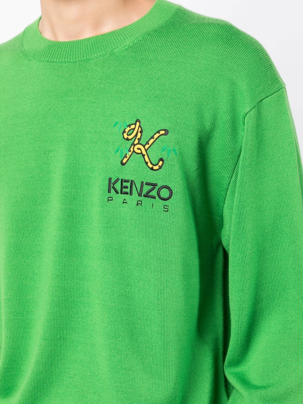 Kenzo Sweater, Men's Green Sweater, Wool Sweater, Luxury Sweater, Kenzo Tiger Tail