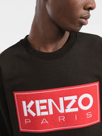 Kenzo, black sweatshirt, printed logo, luxury fashion for men, cotton sweatshirt