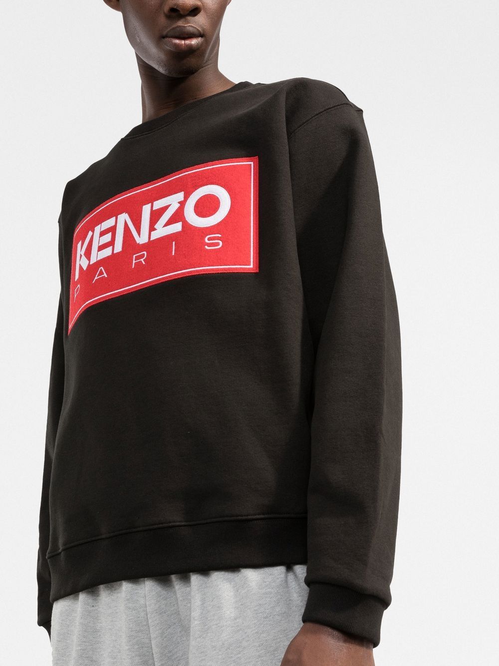 Kenzo, black sweatshirt, printed logo, luxury fashion for men, cotton sweatshirt