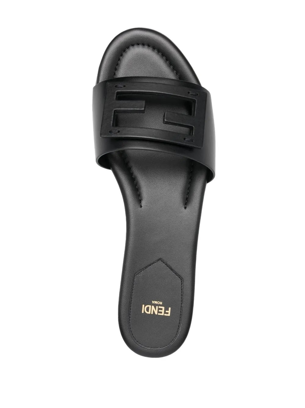 Image de sandales baguette en cuir noir de Fendi pour femmes - Saison automne-hiver 2024 - Vue arrière