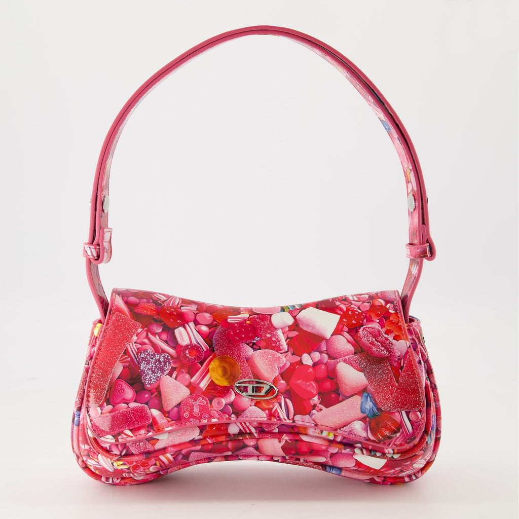 Diesel Play Clutch, pink handbag, women's clutch, playful design bag, adjustable strap bag