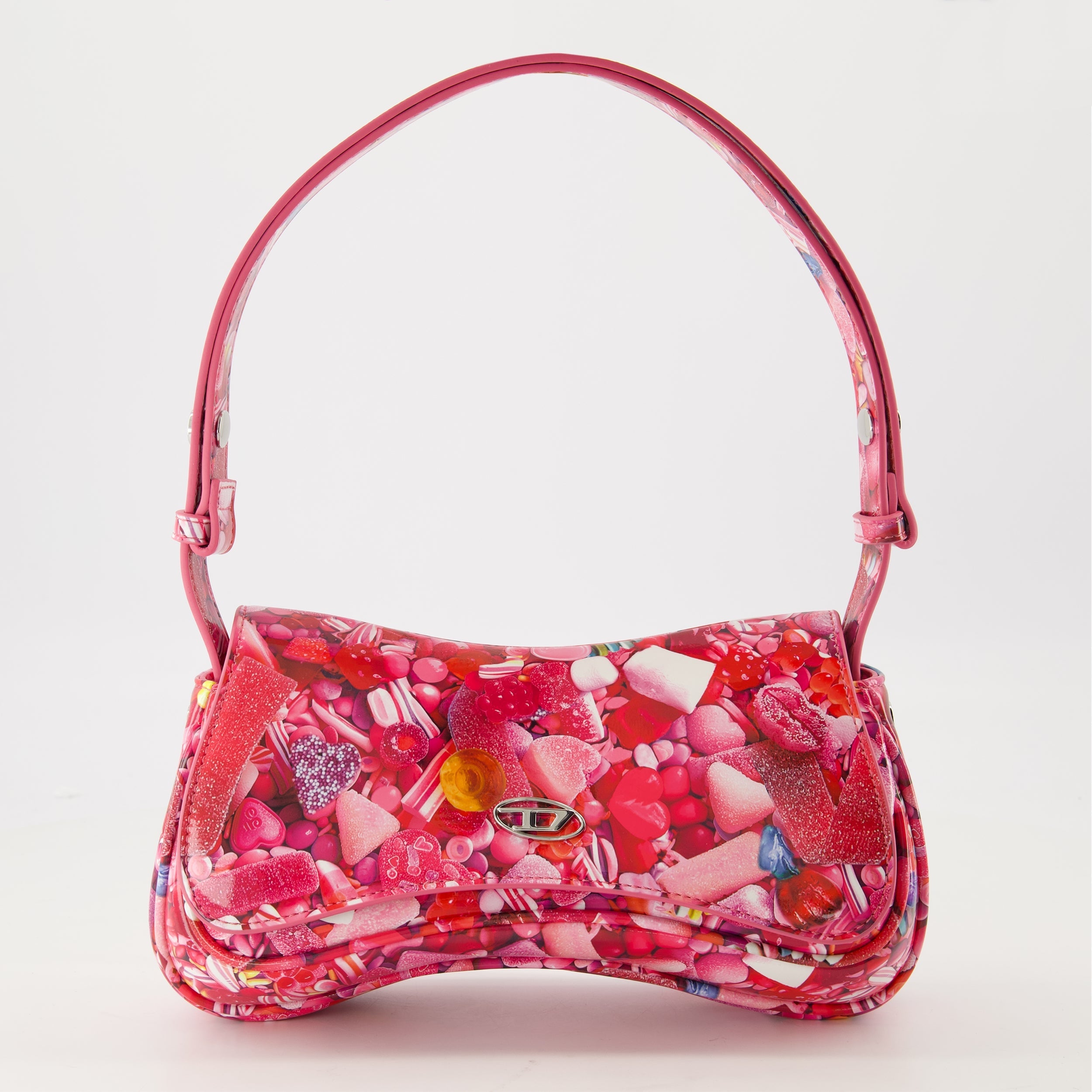 Diesel Play Clutch, pink handbag, women's clutch, playful design bag, adjustable strap bag