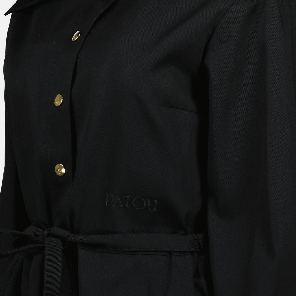 black shirt dress, Patou dress, mid-length dress, cotton shirt dress, Fall-Winter fashion