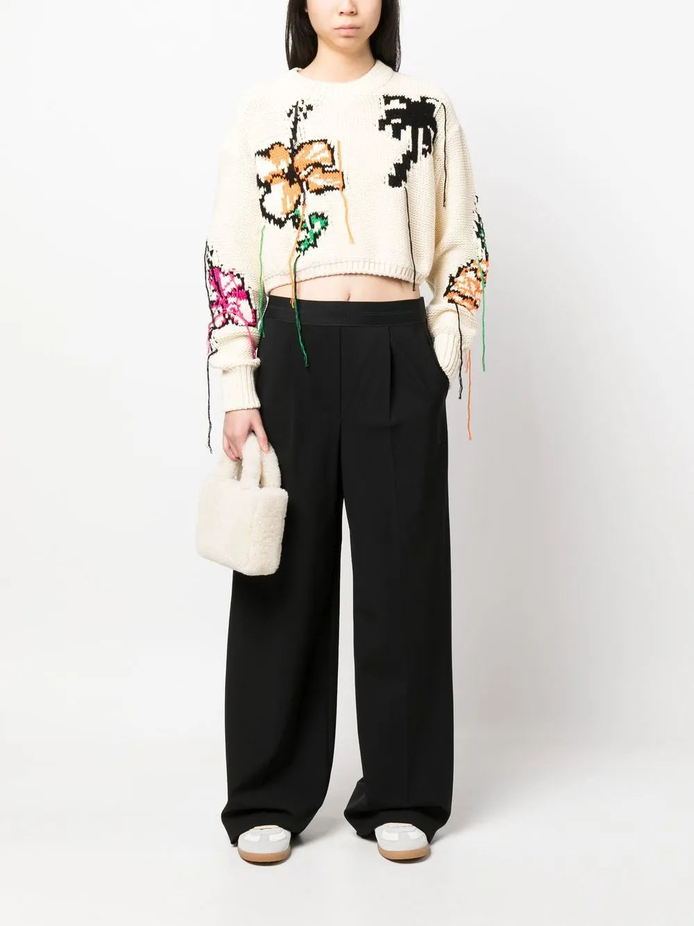 black wool pants, MSGM, luxury women’s pants, straight-leg trousers, high-end fashion