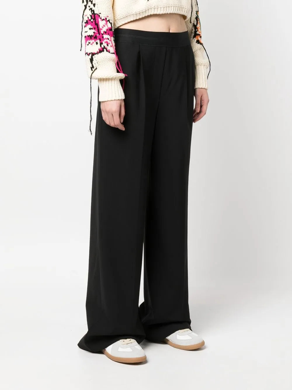black wool pants, MSGM, luxury women’s pants, straight-leg trousers, high-end fashion