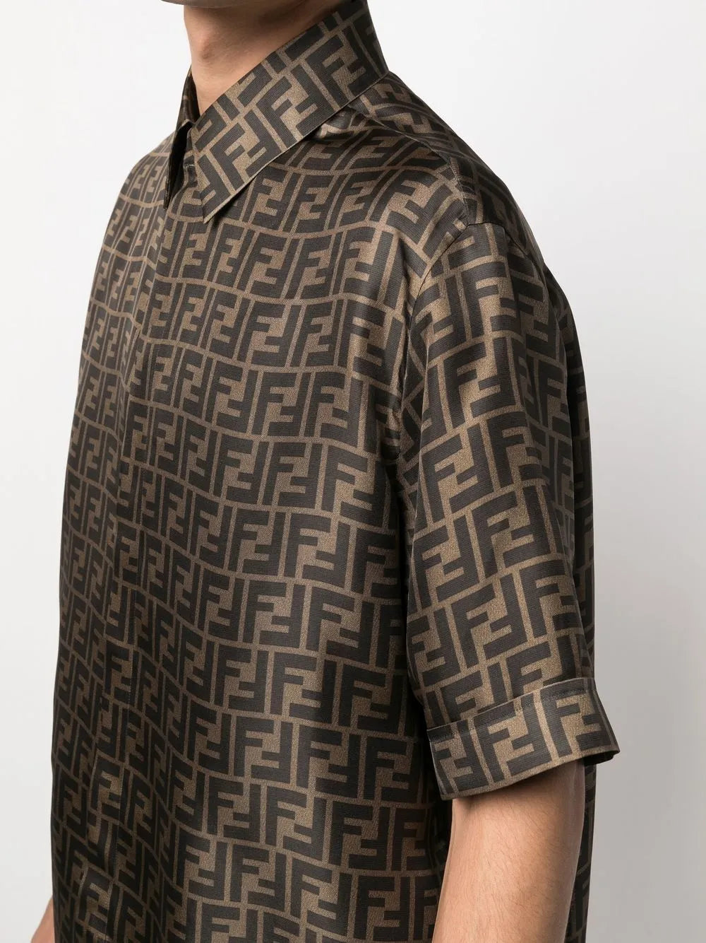 Fendi shirt, luxury silk shirt, FF pattern, men's fashion, high-end wear
