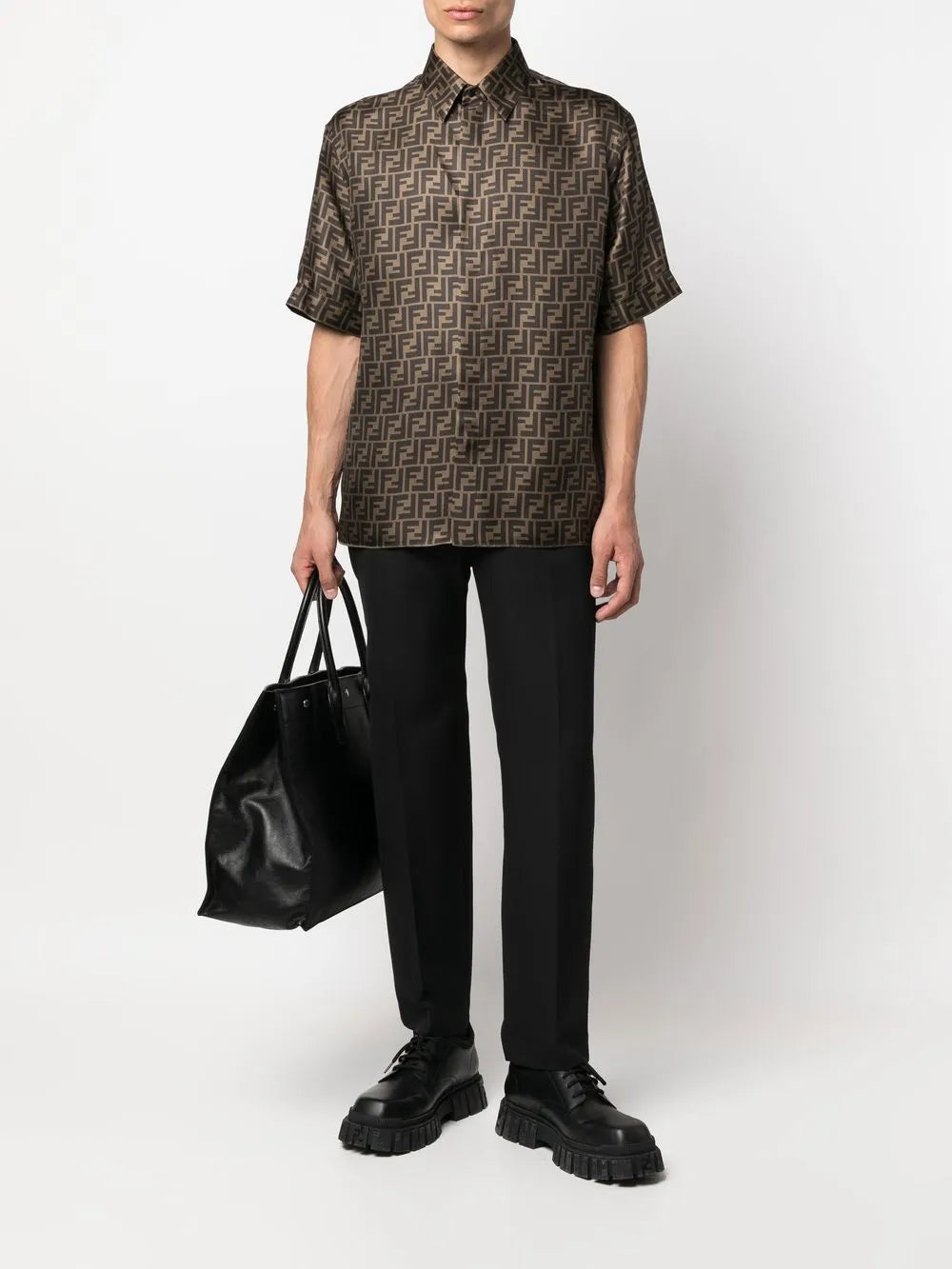 Fendi shirt, luxury silk shirt, FF pattern, men's fashion, high-end wear