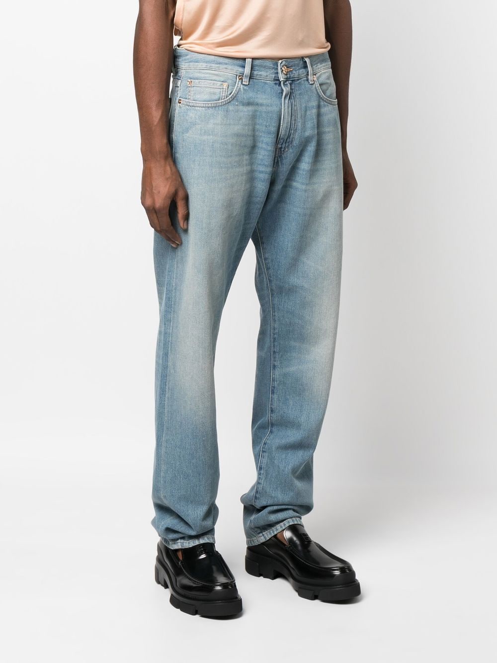 Versace men's jeans, luxury denim, light wash jeans, designer men's clothing, high-end fashion