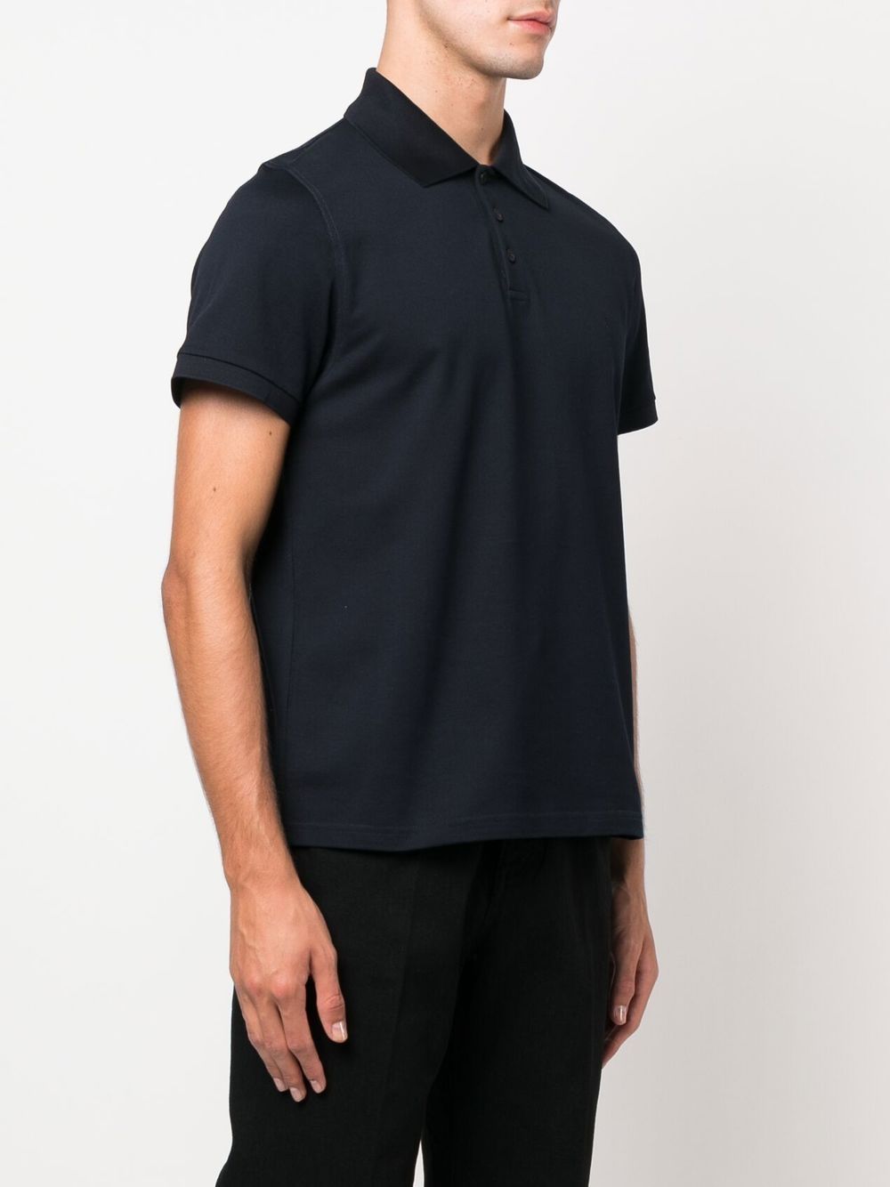 Saint Laurent polo, cotton piqué polo, luxury men’s polo, navy polo shirt, high-end men's fashion