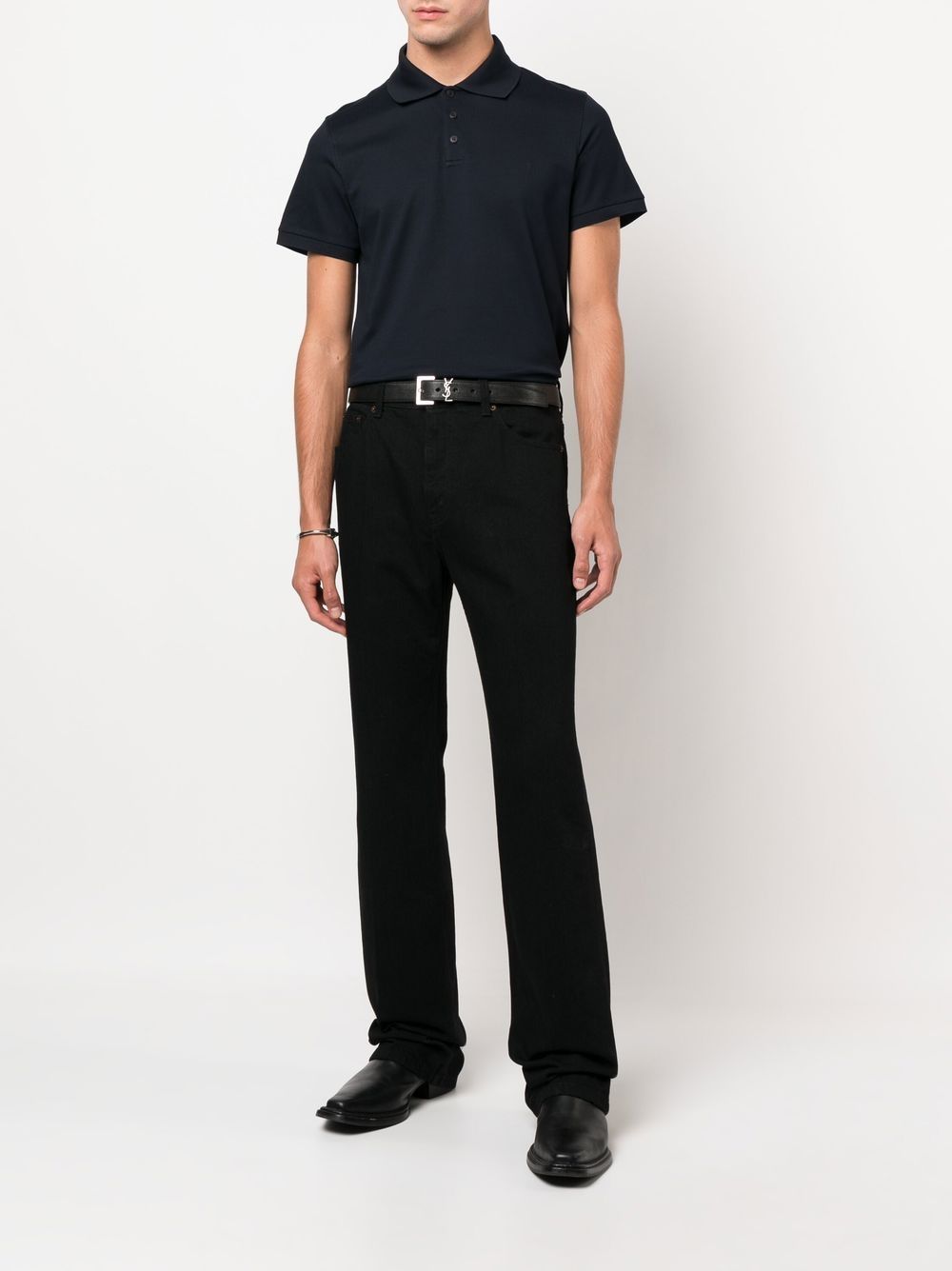 Saint Laurent polo, cotton piqué polo, luxury men’s polo, navy polo shirt, high-end men's fashion