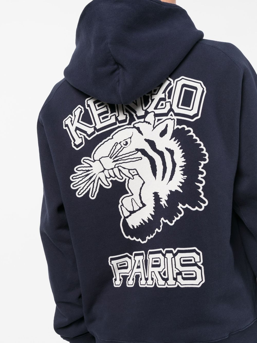 Kenzo Men's Sweatshirt, Blue Hoodie, Kenzo Varsity, Cotton Hooded Sweatshirt, Luxury for Men