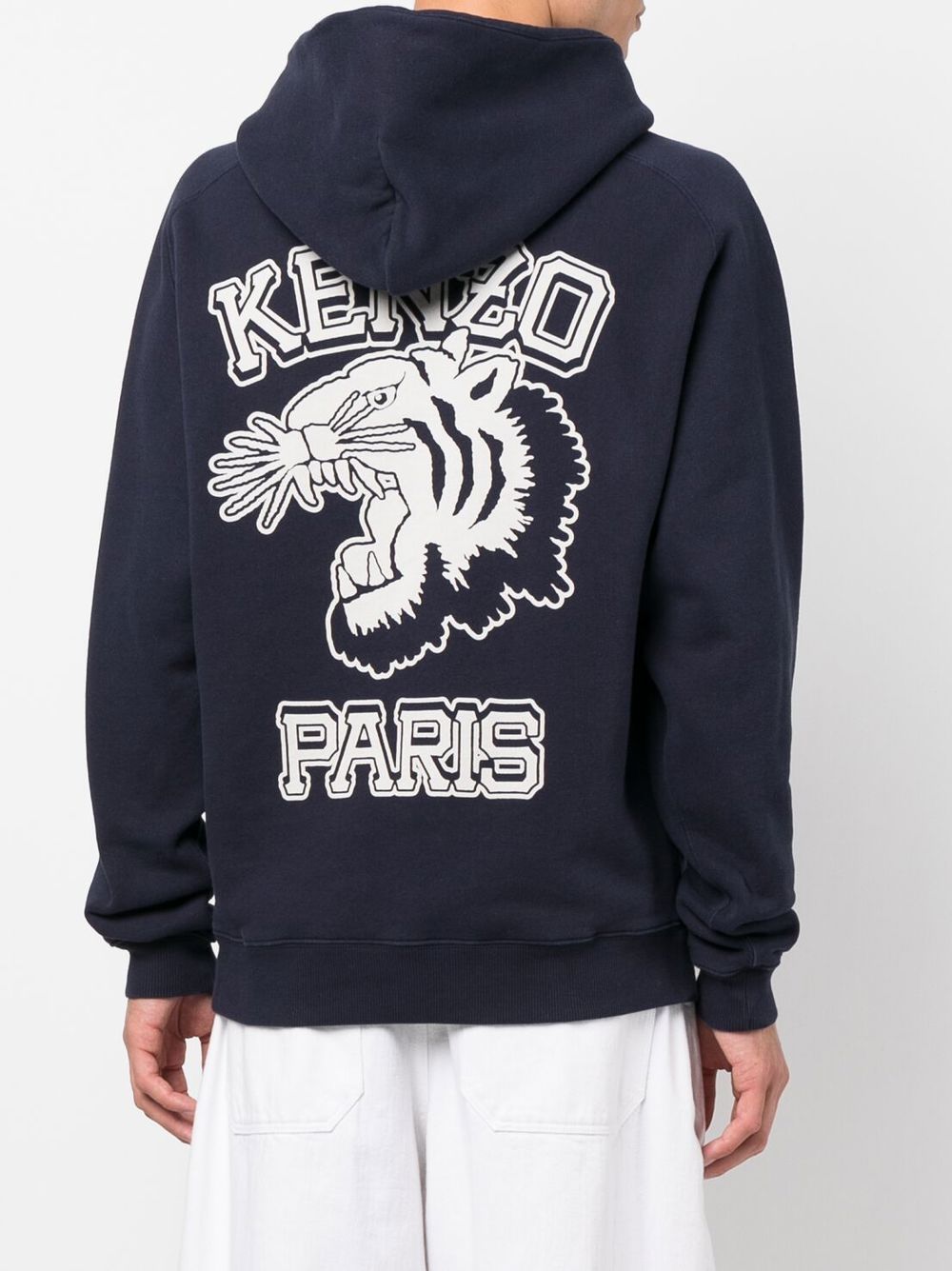 Kenzo Men's Sweatshirt, Blue Hoodie, Kenzo Varsity, Cotton Hooded Sweatshirt, Luxury for Men