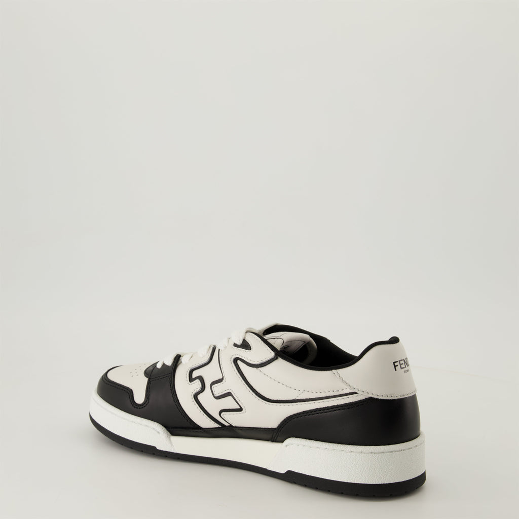 Image of Black and White Logo Sneakers by Fendi for Men - Season Autumn-Winter 2024 - Back Right Three-Quarter View
