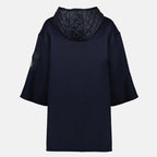 Image of Navy Wool Zip Cape by Moncler for Women - Season Autumn-Winter 2025 - Detail View 2