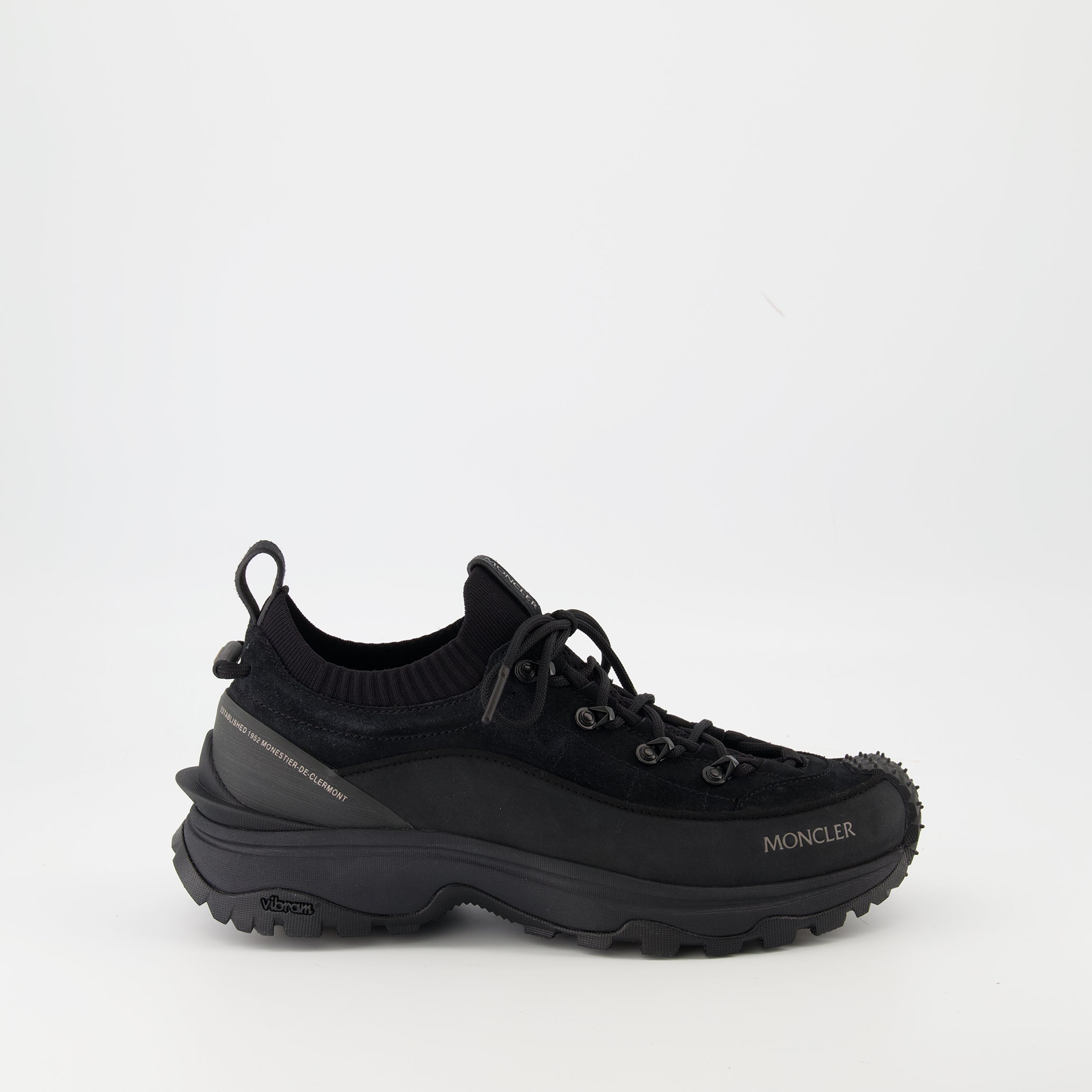 Moncler Trailgrip Lite 4, black nubuck shoes, comfortable footwear, carbon sole shoes, durable suede shoes