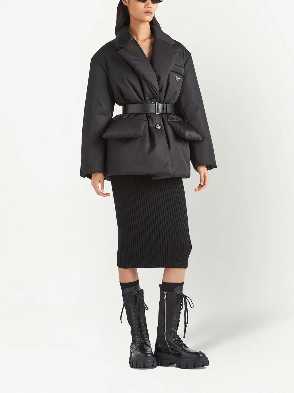 sleeveless down jacket, luxury wool jacket, Prada Autumn-Winter 2024, high collar jacket, grey wool vest