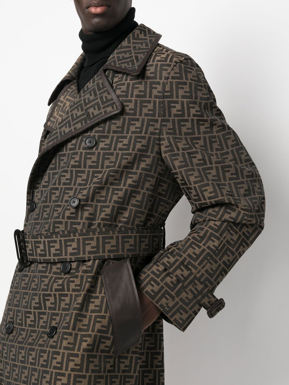 Fendi trench-coat, Brown trench-coat, Men's luxury coat, Designer outerwear, Fendi FF belt coat