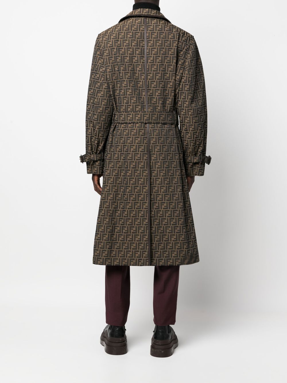 Fendi trench-coat, Brown trench-coat, Men's luxury coat, Designer outerwear, Fendi FF belt coat