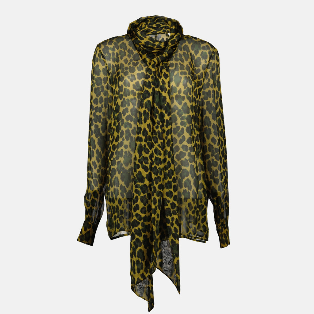 leopard print blouse, silk blouse, Saint Laurent blouse, Autumn-Winter collection, luxury fashion