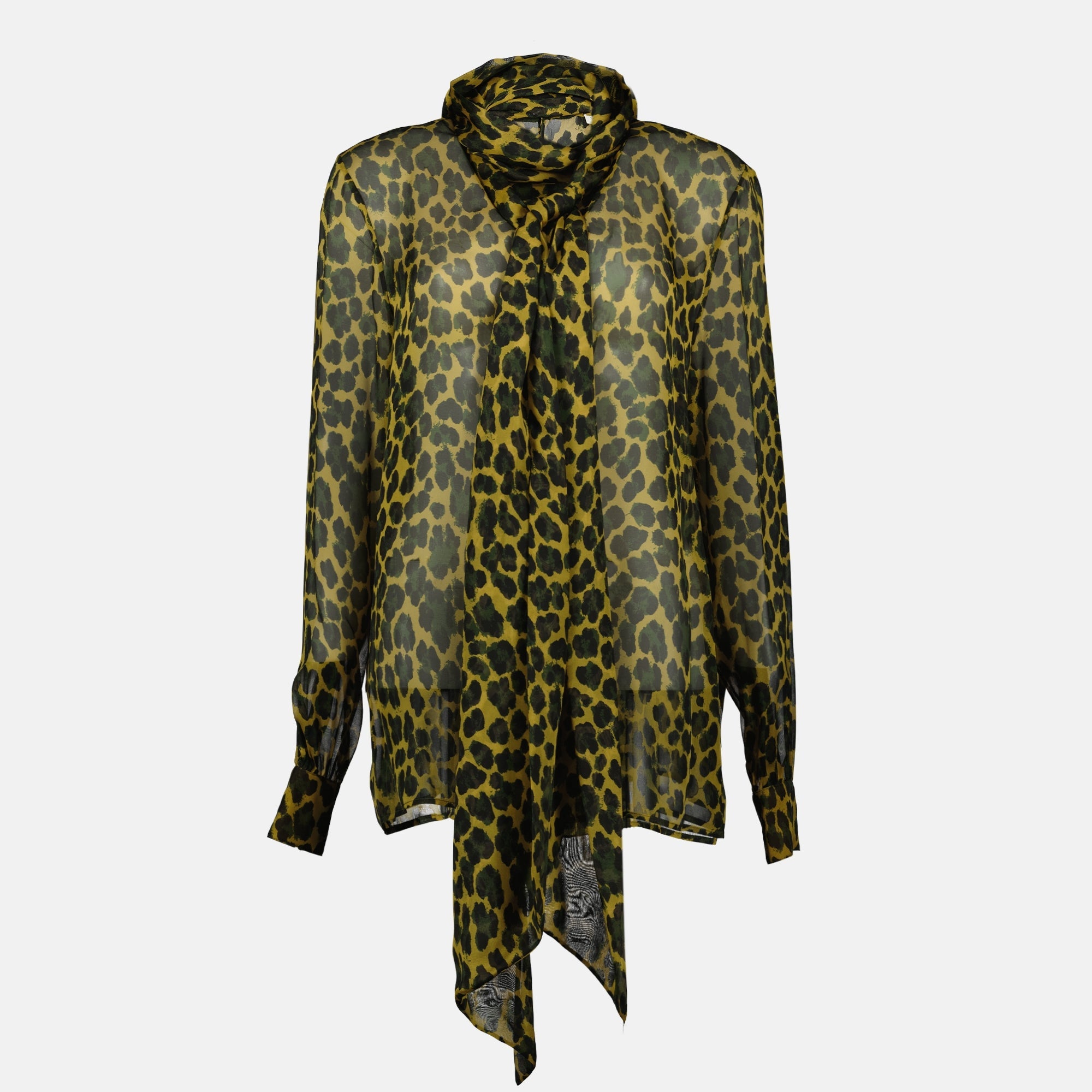 leopard print blouse, silk blouse, Saint Laurent blouse, Autumn-Winter collection, luxury fashion