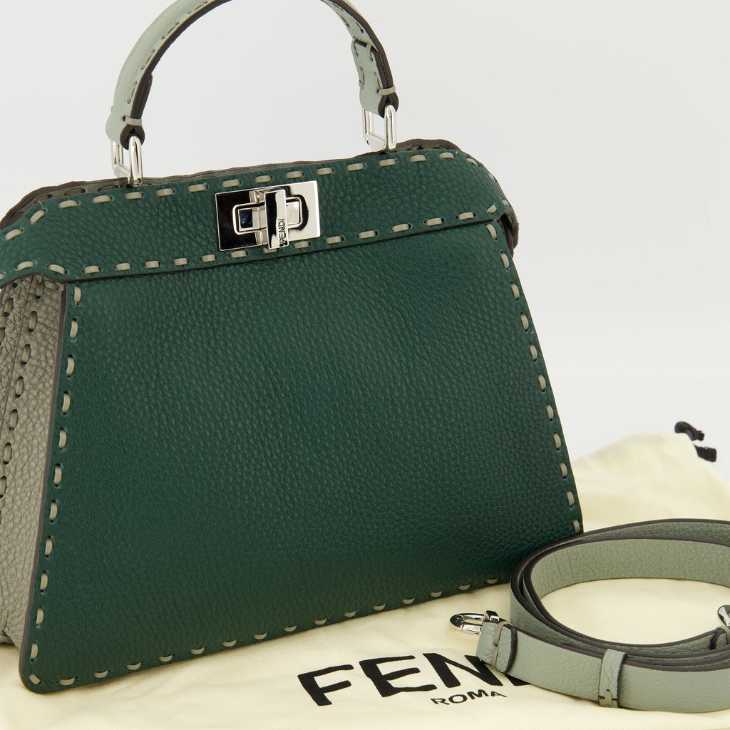 Fendi handbag, Peekabooiseeu bag, green leather bag, luxury accessories, designer handbags