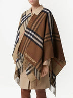 Checked Wool Poncho