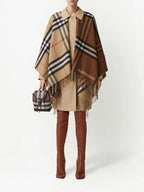 Checked Wool Poncho