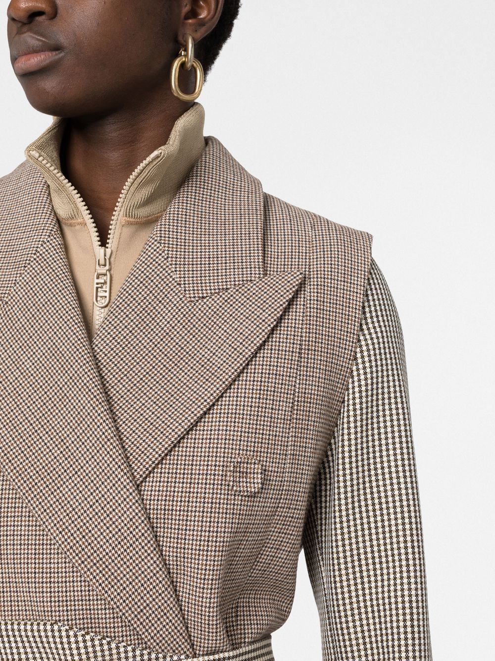 Fendi, multilayer jacket, houndstooth, elegance, luxury