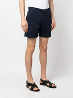 Blue Cotton Shorts, Orlebar Brown Shorts, Luxury Men's Shorts, Designer Summer Attire, Elegant Casual Wear
