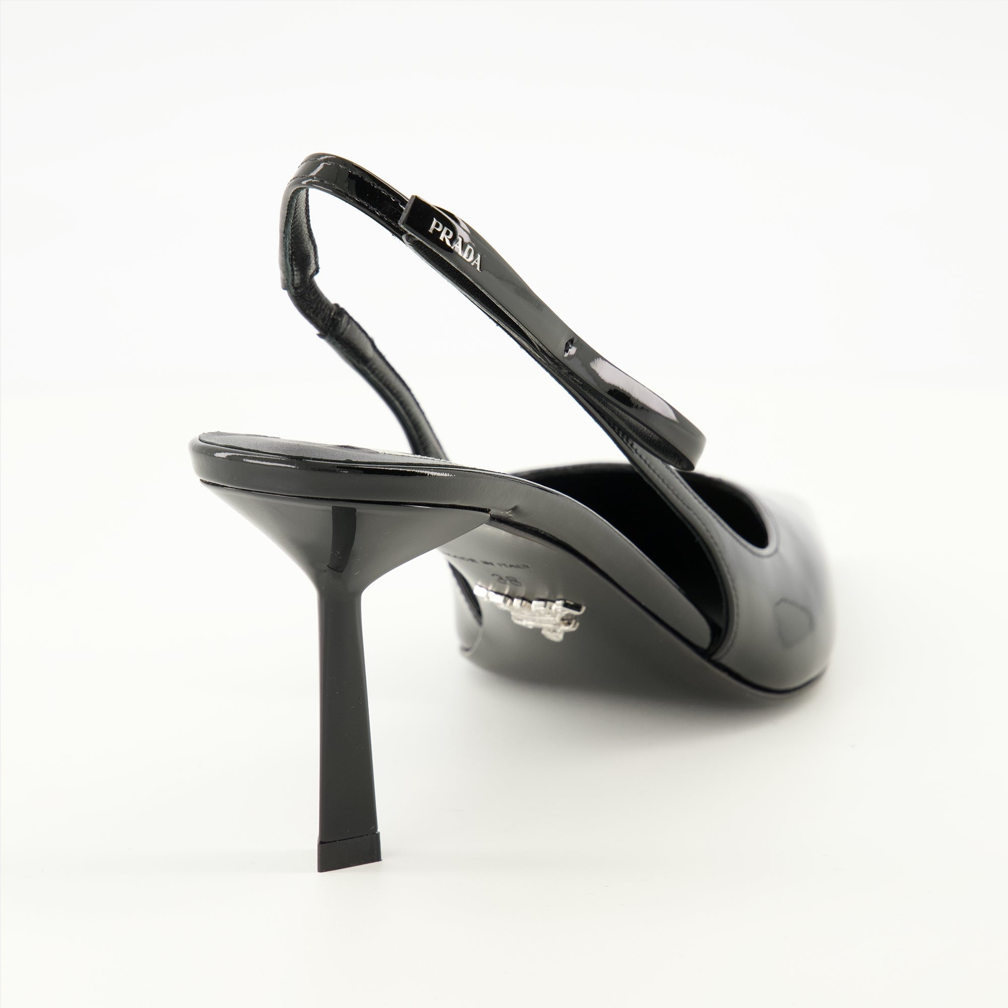 Image of Patent Black Pumps by Prada for Women - Season Spring-Summer 2026 - Back View