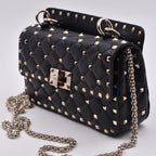 Valentino Garavani, Rockstud Spike bag, black quilted Nappa leather, luxury handbags, designer accessories