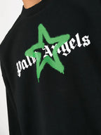 black sweatshirt, logo sweatshirt, Palm Angels, cotton sweatshirt, autumn-winter collection