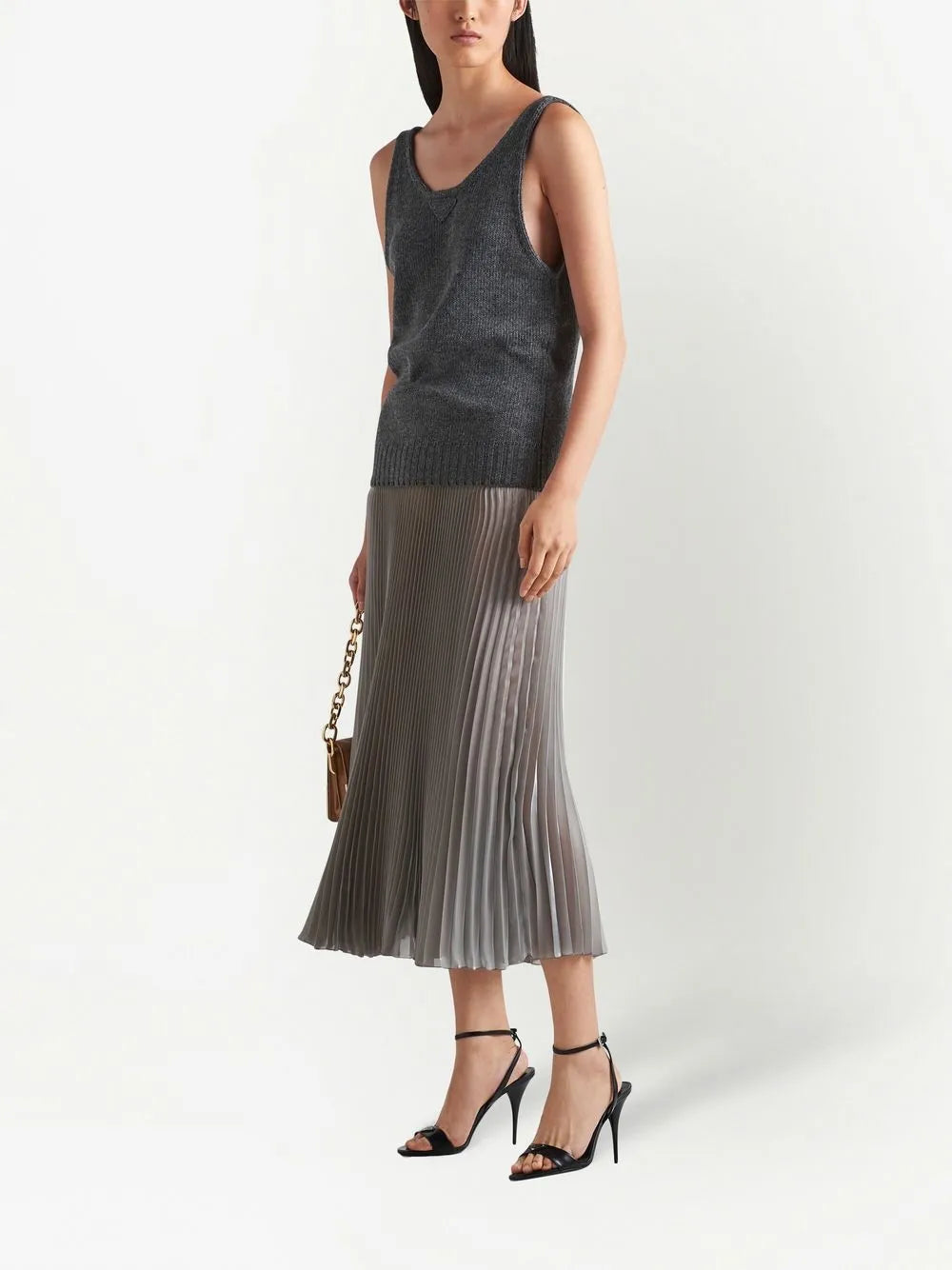 Pleated Silver Skirt Prada Women WE IN STYLE