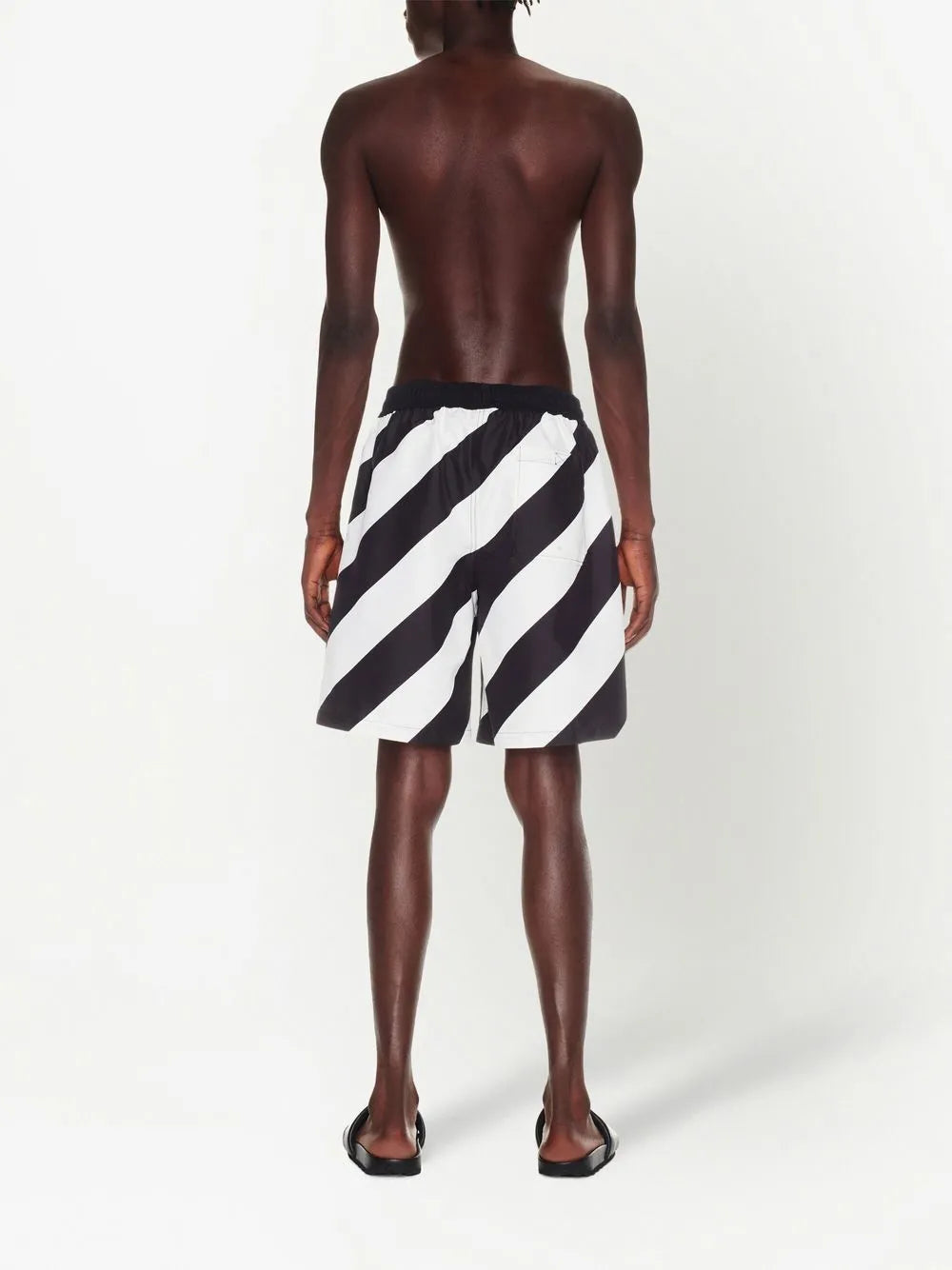 Off-White, Diag Surfer, swim trunks, black and white swimwear, luxury men's swimwear