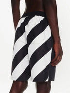 Off-White, Diag Surfer, swim trunks, black and white swimwear, luxury men's swimwear