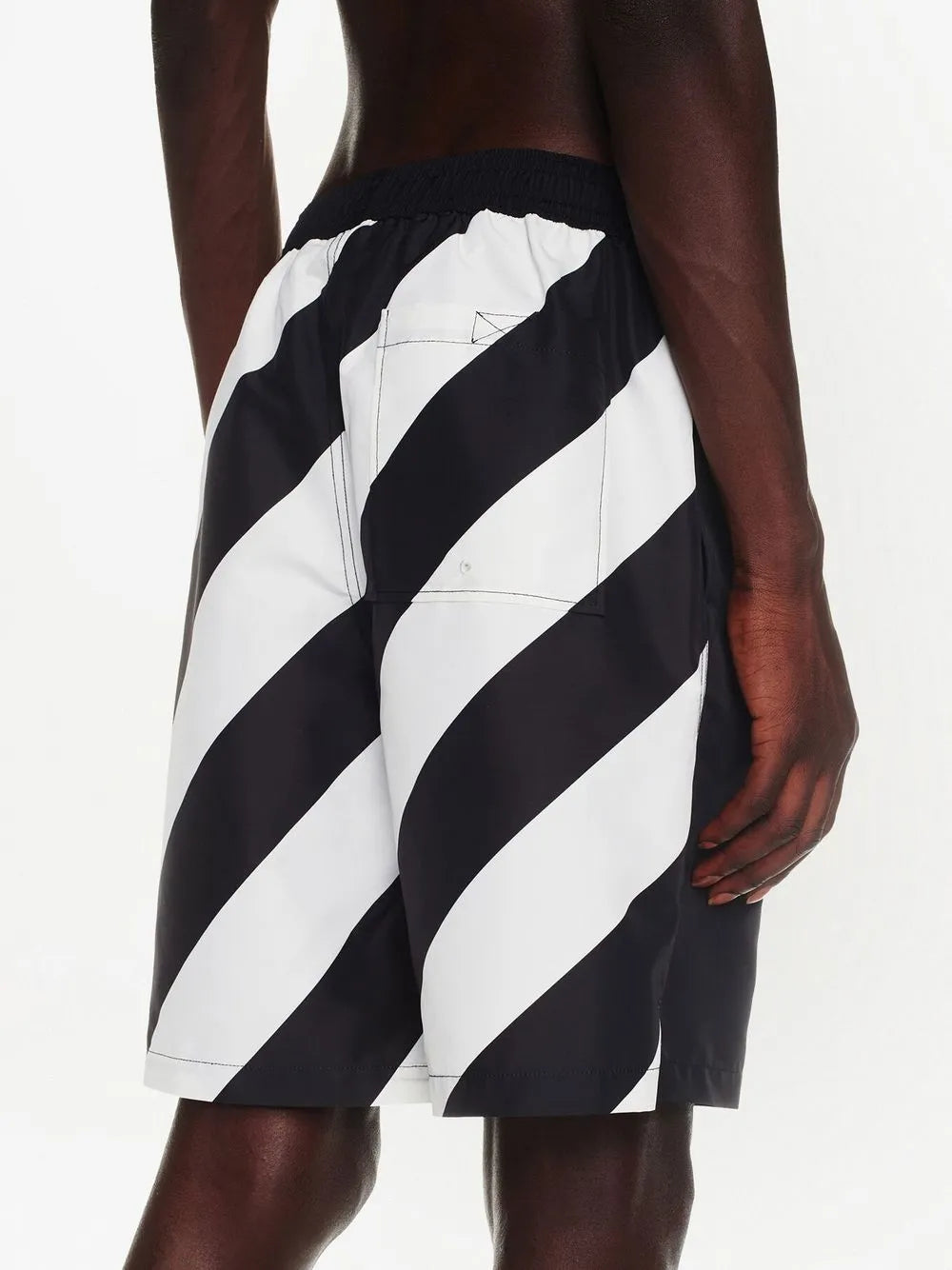 Off-White, Diag Surfer, swim trunks, black and white swimwear, luxury men's swimwear
