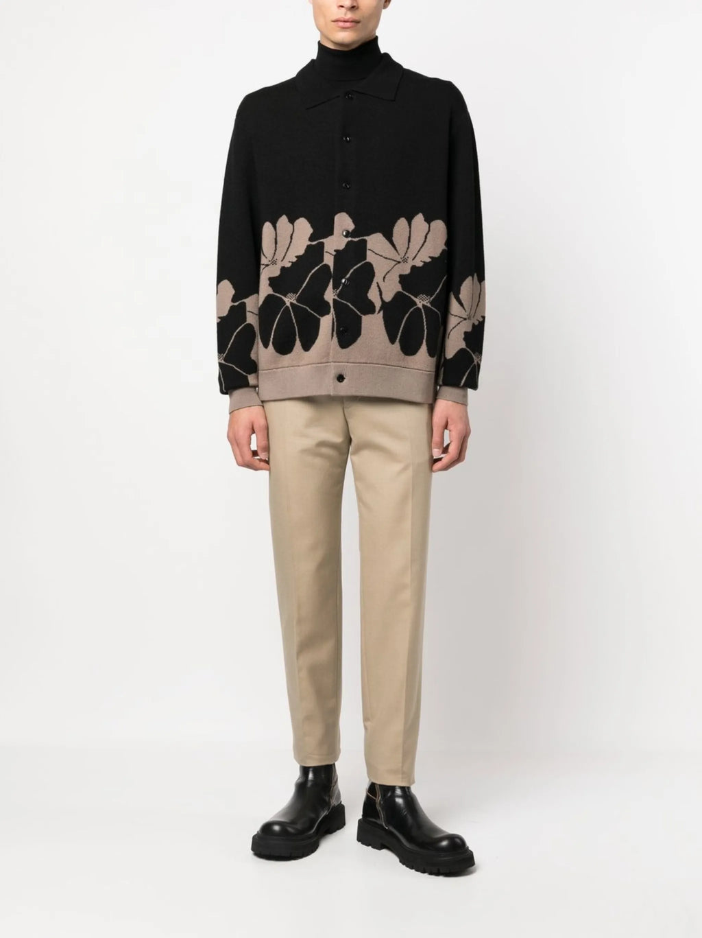 Image of Beige Straight Chino Pants by Alexander McQueen for Men - Season Spring-Summer 2023 - Model view 1